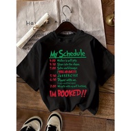 's Funny Scheduling T-Shirt-My Schedule Mock Calendar Print (8am-8pm) with Lunch Break&Meetings-Gree