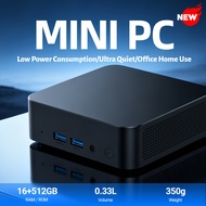 Silent Low Power Mini PC 16GB 512GB SSD Portable 0.33L Small Desktop Computer 350g Lightweight USB3.
