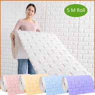 1 Roll 5M continuous 3D self-adhesive foam brick wallpaper thickened XPE waterproof wallpaper roll b