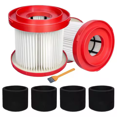 2Pack 49-90-1900 HEPA Filter for Milwaukee Cordless M18 Vacuum 0780-20 0880-20,with 4 Foam Sleeve Fi