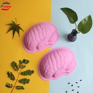 PINOU Brain Silicone Mold, Human Brain Shape Scary Human Brain Cake Mould, DIY Body Parts Pink 3D De