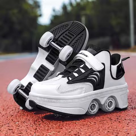 Children Roller Skates High Top Four-Wheel Roller Shoes Fashionable Universal Automatic Pop-Up Sport