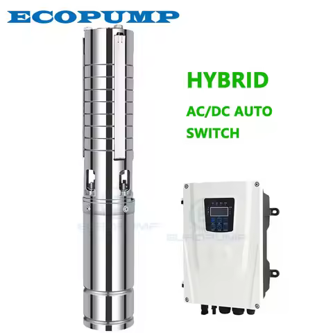 HYBRID SOLAR PUMP outlet 1.25" 2HP AC/DC AUTO-SWITCH 4" Submersible Pump Max head 168m Max Flow 7T/H
