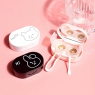 DASHU2 Cute High Quality Rectangle Mini Transparent Cartoon Bear With Mirror Contact Lens Container 