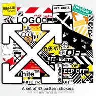 Large Sheet 47 Pieces off-white Street Wear Laptop Refrigerator Skateboard Suitcase Suitcase Sticker