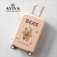 AVIVA กระเป๋าเดินทางลายปั๊ม 20/24 นิ้ว ความจุใหญ่ แข็งแรง ทนทาน ล้อลาก 360° วัสดุ ABS+PC พร้อมตะขอด้