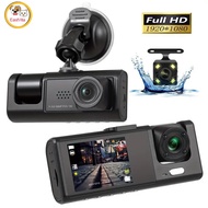 1080P 3 Lens Car Dash Cam Front Inside And Rear Dashboard Camera Recorder 2.0 Inch IPS Screen 170° Wide Angle Loop Recording