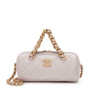 Chanel Lilac Quilted Shiny Lambskin Small Fashion Therapy Bowling Bag Gold Hardware, 2020