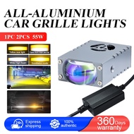 Universal Mini Matrix Laser LED Headlights Dual Color Car Grille Lights IP67 Waterproof Motorcycle S