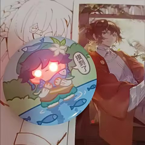 58mm Game Impact Cute Anime Kaedehara Kazuha Venti Flash Brooch Pin Cosplay Badge Accessories For Cl