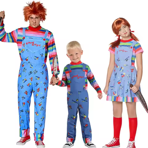 Men Boy Horror Serial Killer Cosplay Girl Chucky Good Guys Costume Family Chucky Halloween Fancy Dre