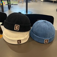 SUVE Brimless Hat, Corduroy Solid Color Kids Docker Cap,  Warm Fabric C Letter Adjustable Design Hip