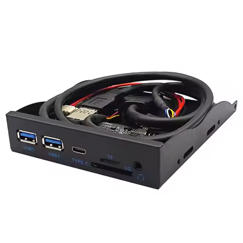 3.5 Inches USB Hub Front Panel 19PIN to C Port with 2xUSB3.0, 1xTYPE C, HD Sound, SD Card/TF Card Re