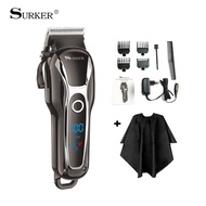 SURKER SK-805 Professional Rechargeable With LCD Display Hair Clipper Cordless Trimmer Haircut Stain