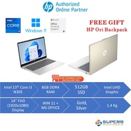 HP Laptop 14-ep0300TU Gold, 14-ep0301TU Silver  (Intel Core i3 N305, 8gb ram, 512gb ssd, Intel UHD G