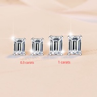 【 GRA Certificate Attached 】 1CT moissanite earrings, fashionable grandmother cut earrings S925 pure