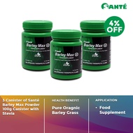 Sante Barley Max Powder 100g canister with Stevia Organic Barley Grass NZ Vegan (Pack of 3)