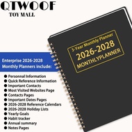 QTWOOF 3 Years Monthly Planner, Yearly Goals 2026-2028 Calendar Book, Premium Annual Summary Smooth 