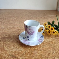 01424 Floral Mug Set Plus Saucer 1 Set Floral Ceramic Mug and Saucer Set 1 Set