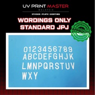 Nombor Plate Kereta Vehicle Number Nombor Putih Standard Size JPJ Fonts Approve Car Plate Number Nombor Rumah车牌字 门牌(C70)