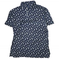 二手 POLO RALPH LAUREN 棉質針織遊艇印花 Polo 衫（L 碼），海軍藍，短袖，小馬刺繡。商品編號 710594890001。