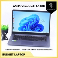 ASUS Vivobook A510U Intel i5-8250U 8GB RAM 256GB SATA SSD MX130 2GB GPU Win 11 HSL Refurbished Lapto
