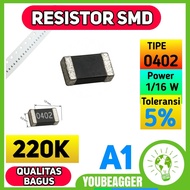 SMD 220K 0402 Resistor 1/16W 5%