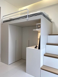 訂造高架床 bed  床架  實木多功能衣櫃高架組合床  全新傢私  全屋定制  儲物床 Cabinet 上下架床 單人床 Single bed Double bed 雙人床 床 衣櫃組合床 Ward