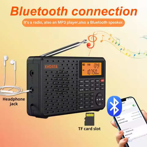 XHDATA D109 World Band Radio DSP AM FM SW LW Receiver Portable Bluetooth Speaker MP3 Player with TF 