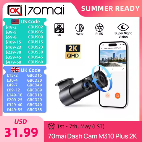 New 70mai Dash Cam M310 Plus 2K 1440P Night Vision F1.55 Aperture 70mai 2K Car DVR 24H Parking Monit