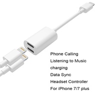 Dual Lightning Adapter & Splitter, White Headphone Audio & Charge Adapter