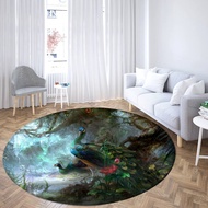 Art Forest Peacock Round Rugs House Sofa Carpet Home Living Room Bedroom Bathroom Floor Mats Print Decorate Carpet