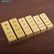 INSTORE Gold Bar Ornaments, Handicraft Carved Simulation Gold Brick, Funny Alloy Craft Solid Lucky Gold Bar Office