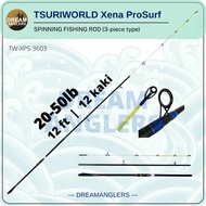 Tsuriworld Xena Pro Surf 12 Feet Kaki 20-50lb Tsuri-Esa  3-Piece Spinning Fishing Rod Joran Pantai