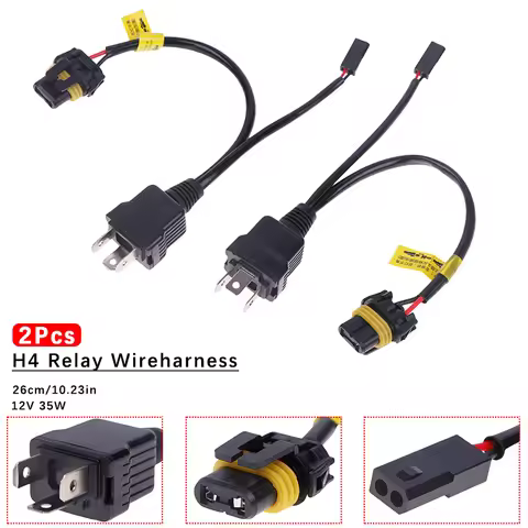 2pcs H4 LED Relay Harness Bi Xenon Cable WireHarness For Bi-Xenon HID Bulbs Wiring Controller Play A