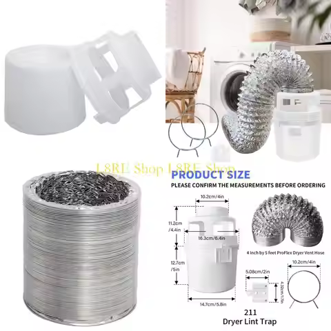 L8RE 3 in 1 Indoor Dryer Vent Set Lint Catcher Bucket Box Dryer Ventilation Replace