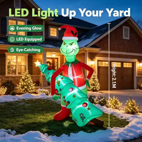 6.9FT Giant Inflatable Christmas Tree Built-in LED Light Waterproof For Xmas Indoor Outdoor Yard Gar