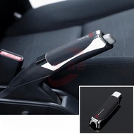 [Ready Stock] Mercedes Benz Logo Leather /Carbon Fiber Car Handbrake Cover Decorative Brake Protecti