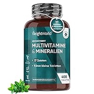 Multivitamin Tablets - 400 Vegan Pieces with 27 Vitamins &amp; Minerals - Vitamin A to Z - Immune System, Energy &amp; Metabolism (EFSA) - Dietary Supplement for Men and Women - From WeightWorld