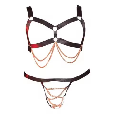 Men Sissy Bra G String Bralette Tops Gay Underwear Body Chest Belt Harness Strap Girly Halter Linger