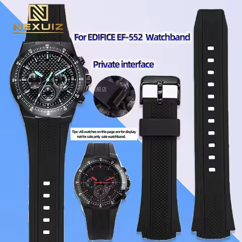20MM Black High Quality Rubber Watch Strap For Casio EDIFICE EF-552 Watchband Dedicated Convex Inter