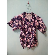 Kimono Yukata Dark Blue Floral Kids Top
