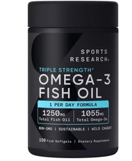 Sports Research Triple Strength Omega-3 Fish Oil 三倍特強 奧米加3魚油丸 150軟膠囊【023249091592】