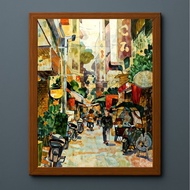 ART Painting "A East Street Casting in Hanoi" VIETSMART ART - Silk 45 x 60cm