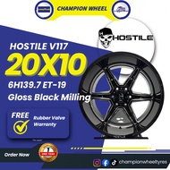 *SET*HOSTILE  Gloss Black Milling 117 20x10jj ET-19 6H139.7 Sport Rim for 4x4 with (4pcs)