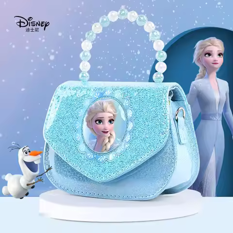 Disney Frozen Elsa Princess Handbag Cute Pearl Handle Glitter Shoulder Bag for Kids Girls