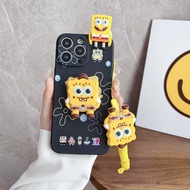 For Samsung Galaxy A13 A21 A22 4G A22 5G A23 4G A13 5G A04S A14 4G A14 5G 4G A23 5G A31 A32 4G A32 5G A33 5G Cartoon SpongeBob Patrick Phone Case With Doll and Holder Lanyard
