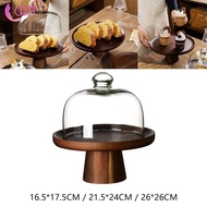 [ Wooden Cake Stand Clear Dessert Stand Cake Dome Multifunctional Dried
