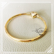 BE CHARMS 24K Gold Plated Bangle Heart Clasp