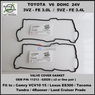 Toyota 3VZFE 5VZFE Valve Cover Gasket 2pcs/set - SANWA Japan OEM P/N 11213-62020 Land Cruiser Prado 